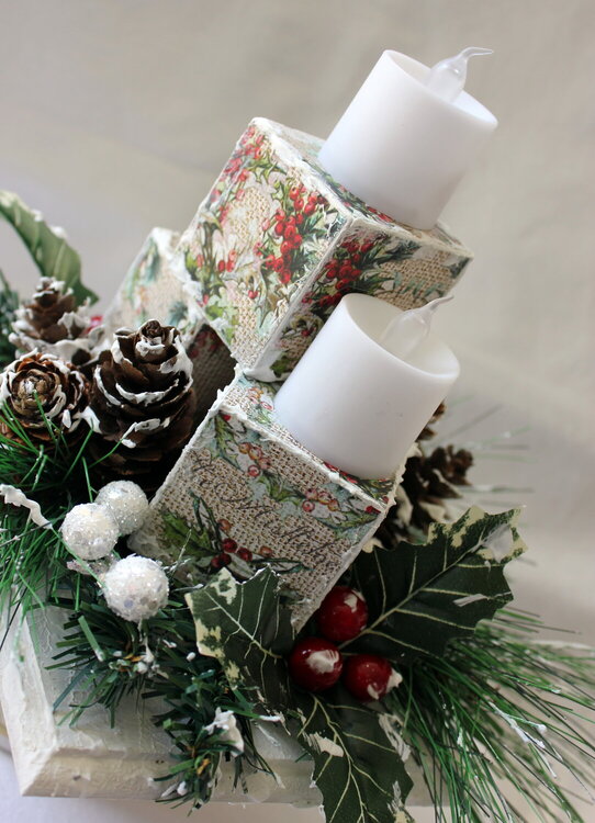 Christmas centre piece candle blocks by Michelle Frisby