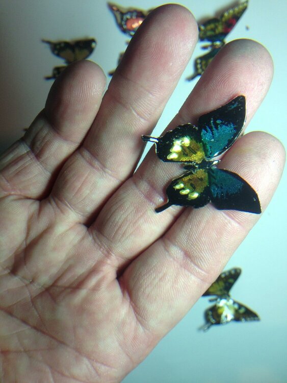 Stamped  and stained butterfly embellishments