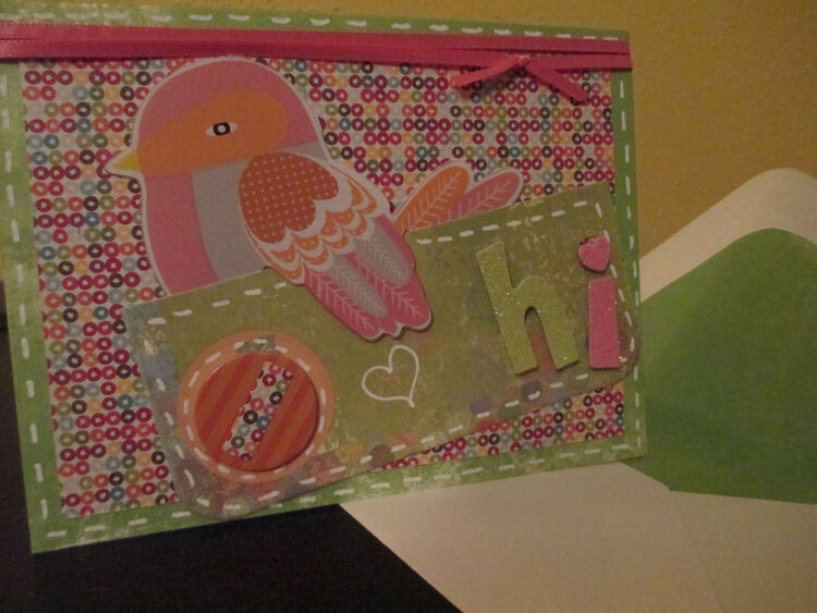 Just HI!  with lined envelope. Love the Birdie!