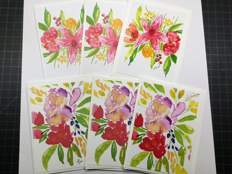 Watercolor paintings made into cards