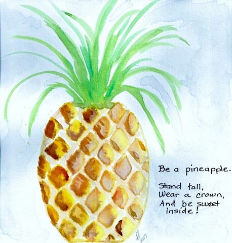 My Pinapple watercolor painting