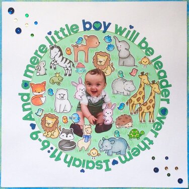 Lawn Fawn Scrapbook page- A Little Boy Will Be Leader Over Them