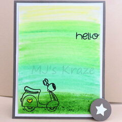 Green Ombre Hello Card