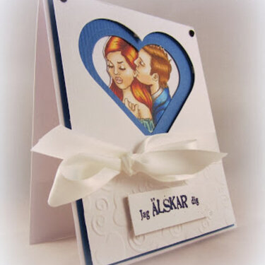 Valentine card in white and blue