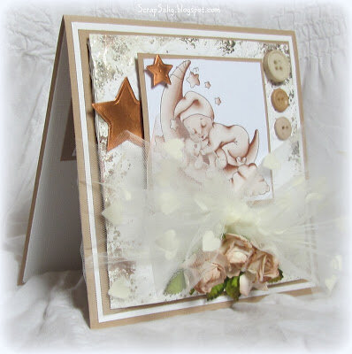Baby card in brown and cream