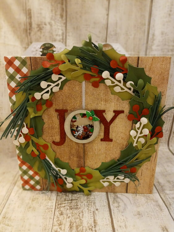 Joy Christmas wreath scrapbook