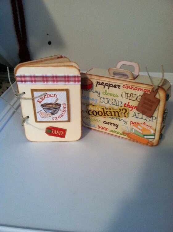 Chipboard Suitcase &amp; Small Recipe Book