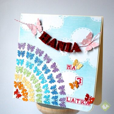 Birthday card for a girl with a butterflies / rainbow