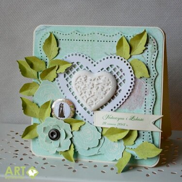 Mint and lemon green - wedding card