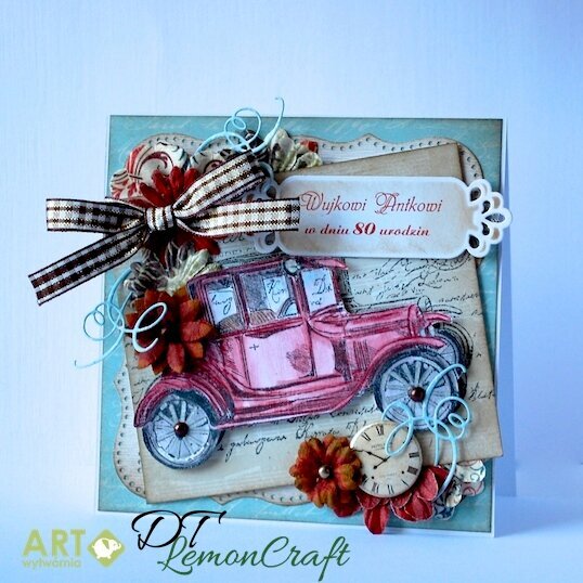 Masculine card with retro car