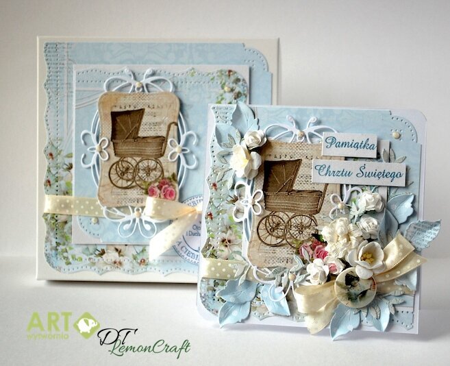 Christening card with matching box for a boy