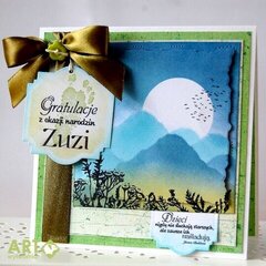 Congratulation on new babby arrival - card with mountain range for hiking lovers