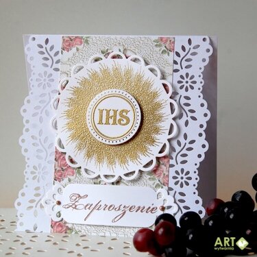 First communion invitation with decorative edges