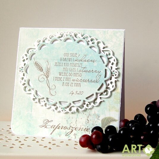 First communion invitation with a quote