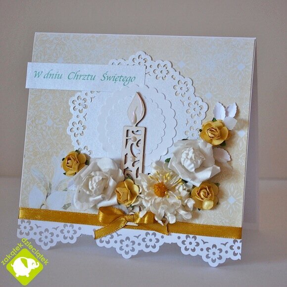 Christening card with a candle