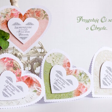&quot;I&#039;ll prepare my heart for You, oh Christ...&quot; - heart shaped First Communnion invitations