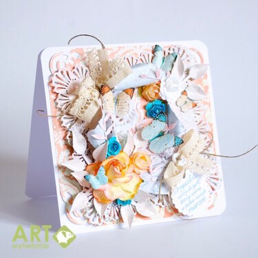 "Exploding" card with flowers and butterflies