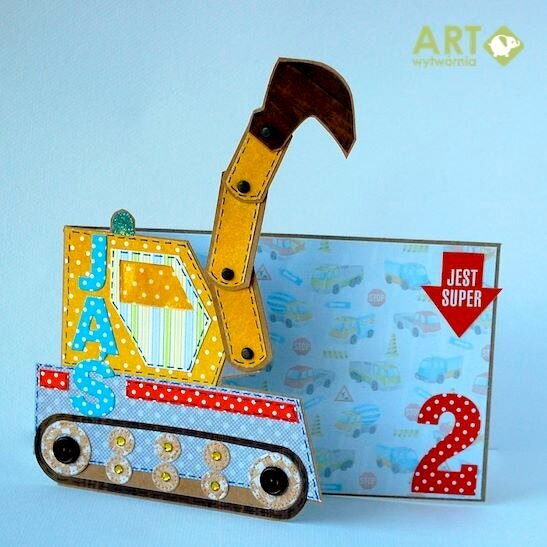 Interactive birthday card with digger
