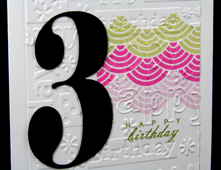 White on white embossed birthday card