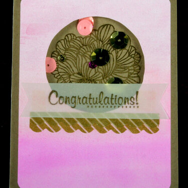 Pink Ombre Watercolor and Gold Embossed Card