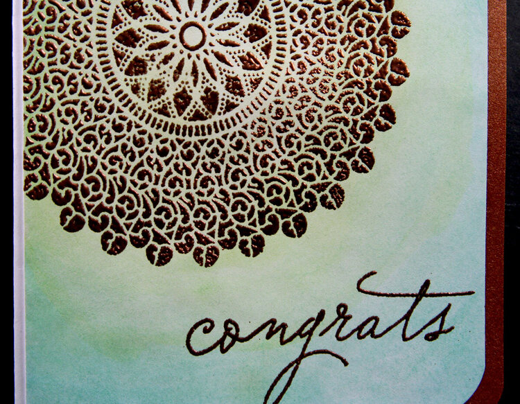 Mint Ombre Watercolor and Copper Embossed Card