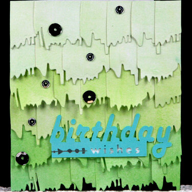 Green Monochromatic Watercolor Die Cut Card
