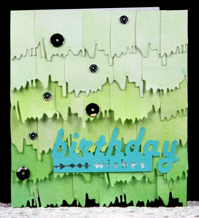 Green Monochromatic Watercolor Die Cut Card