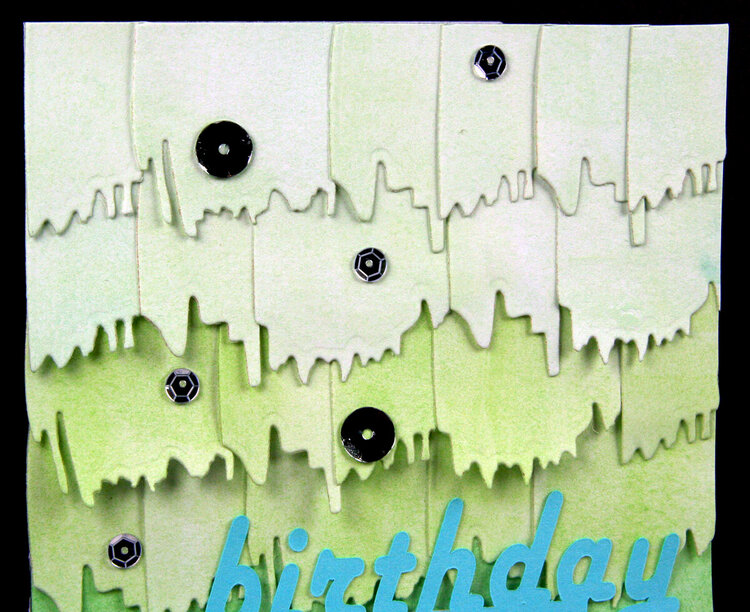 Green Monochromatic Watercolor Die Cut Card