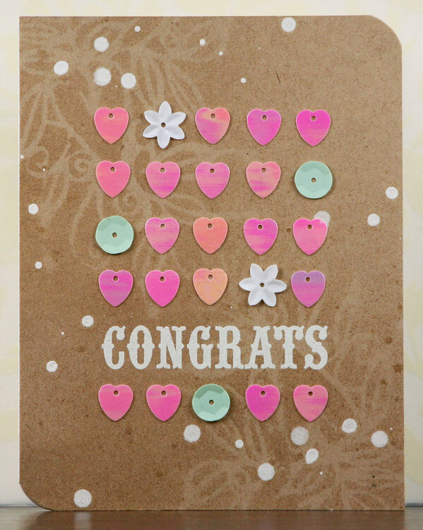 Heart Sequin Grid Congrats Card