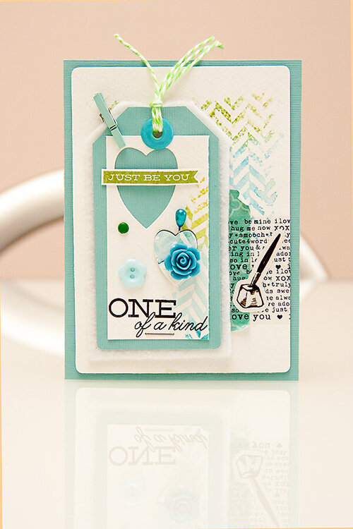 One of a kind card with watercolour tag