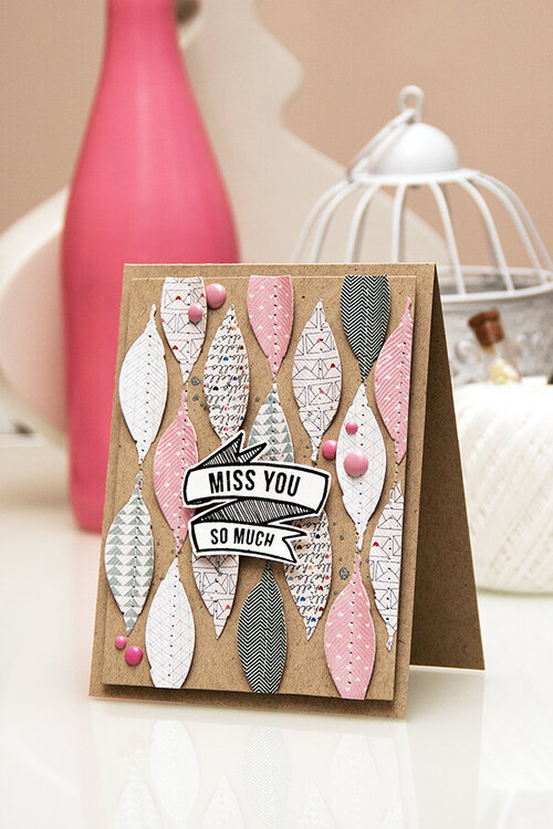 Spellbinders Miss You So Much Feathers Card