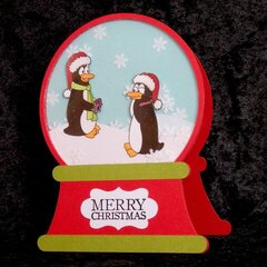 penguin snowglobe shaker card