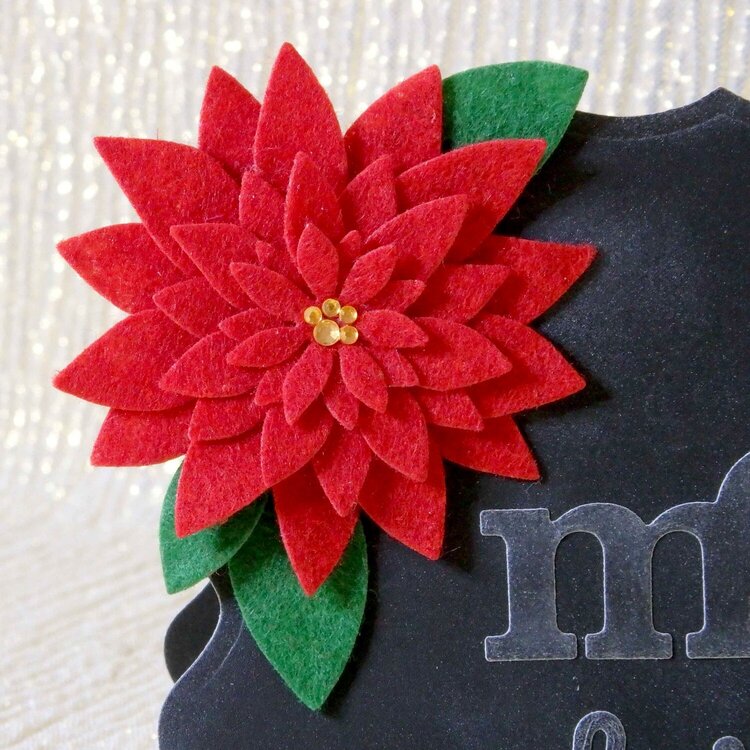 close-up of felt poinsettia