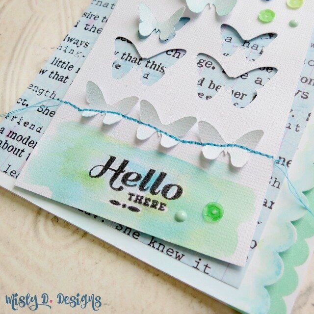 Hello There watercolor die cut negative card