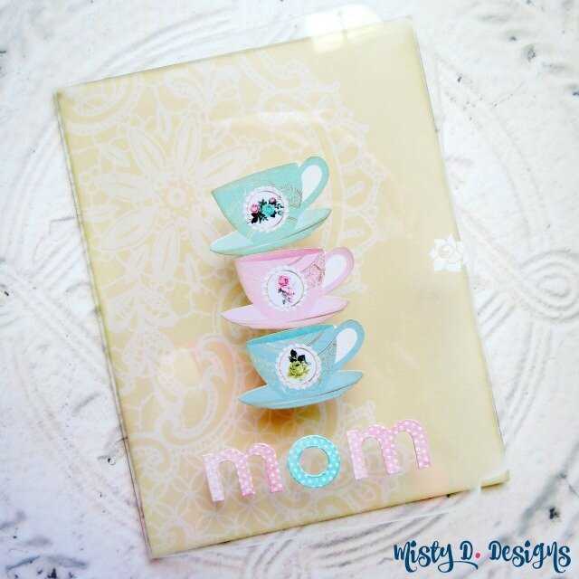 acrylic mothers day, tea party card