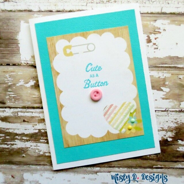 cute as a button baby shower card