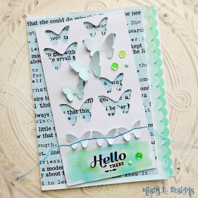 Hello There watercolor die cut negative card