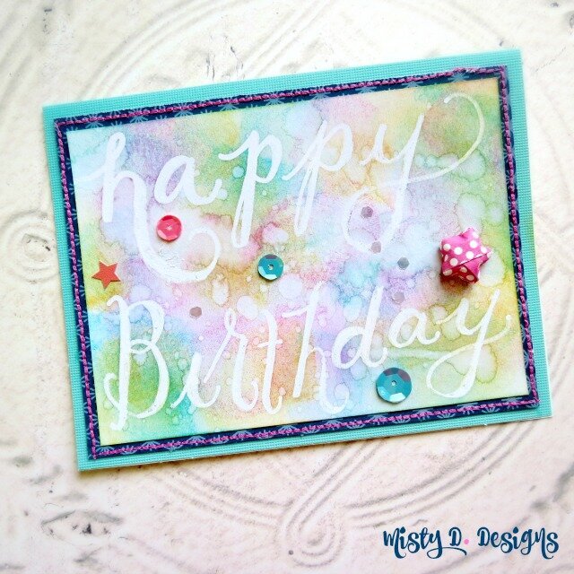 watercolor resist happy birthday card