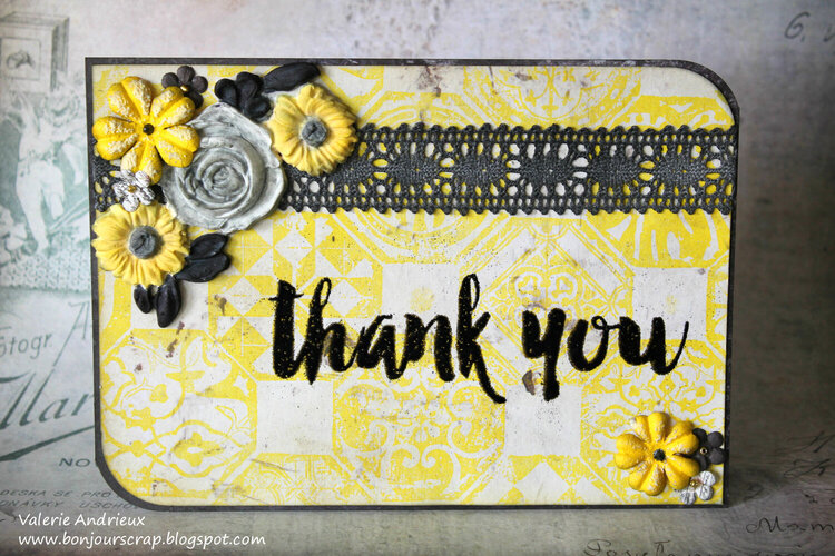Thank you card in yellow and black