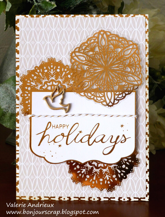 Golden Happy Holidays card