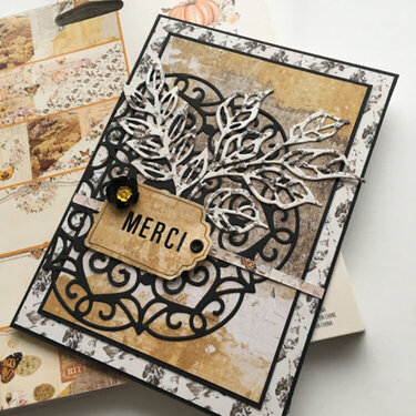 Thank you card with Autumn Sunset by Prima