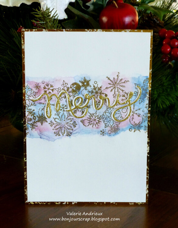 Watercolor and gold Christmas card