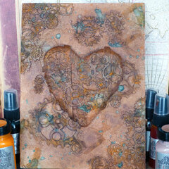 Steampunk heart altered canvas