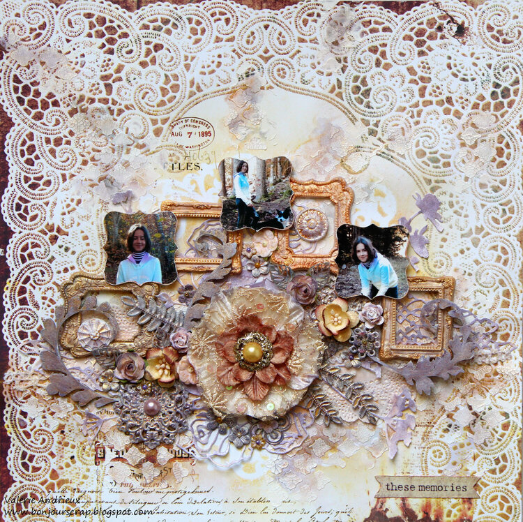 Lavender and gold scrapbooking layout