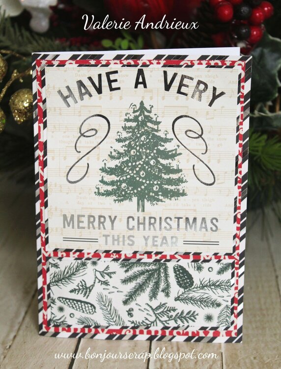 Christmas card in silver and green
