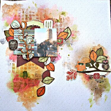 Mixed media layout in fall colors