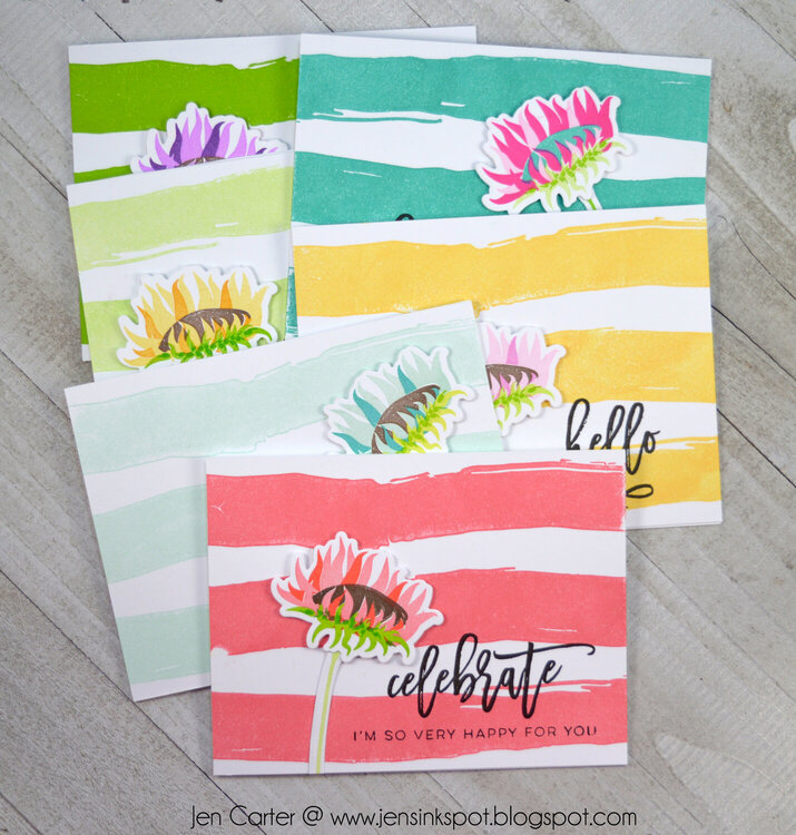 Striped Watercolor Sunflowers