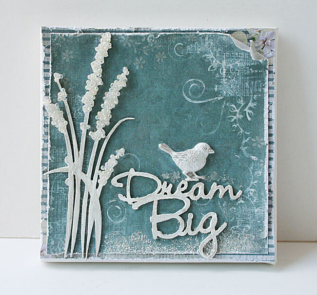 Dream big canvas using Blue Fern Studios chipboard