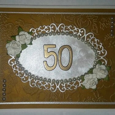 Handmade Gold Vellum 50th Anniversary Card