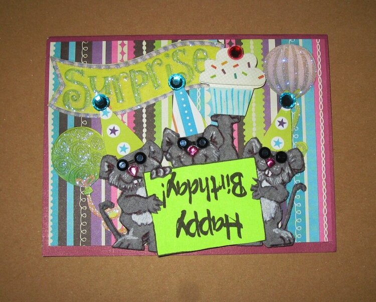 Three Blind Mice Paper Pieced Birthday Card